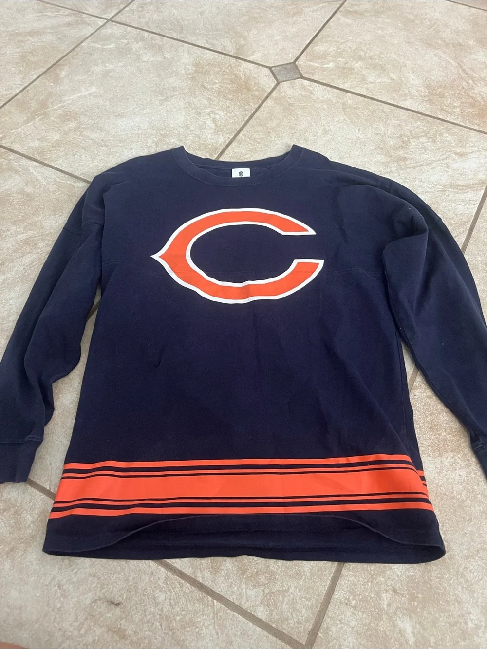 PINK Victoria's Secret Navy Crewneck Sweater with Orange Logo